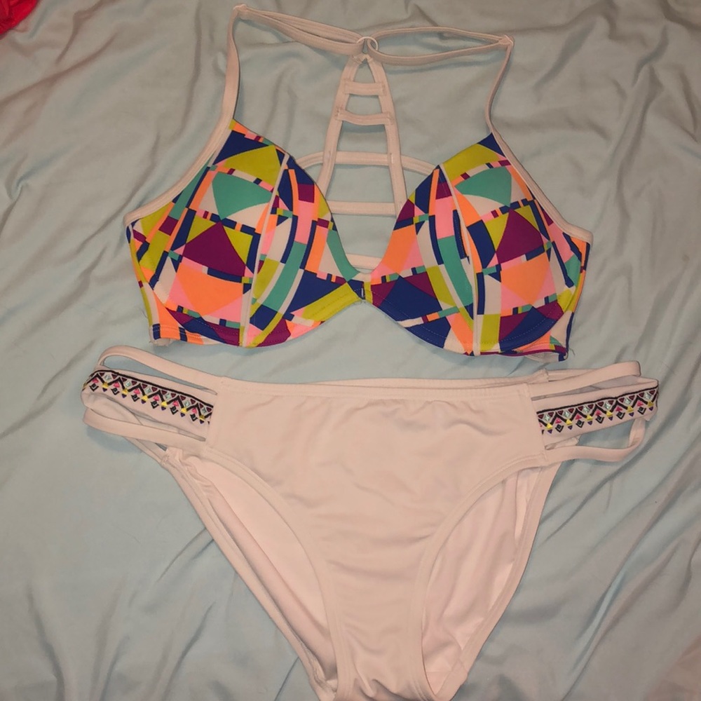 PINK Victoria's Secret Colorful Geometric Bikini